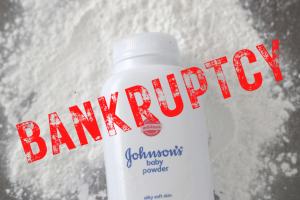 Bankruptcy word on a Johnson powder bottle